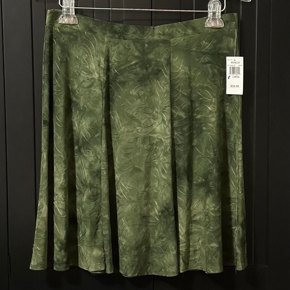 Sami & Jo Petite Large Olive Green Embroidered Swirl A-Line Skirt NWT Whimsigoth